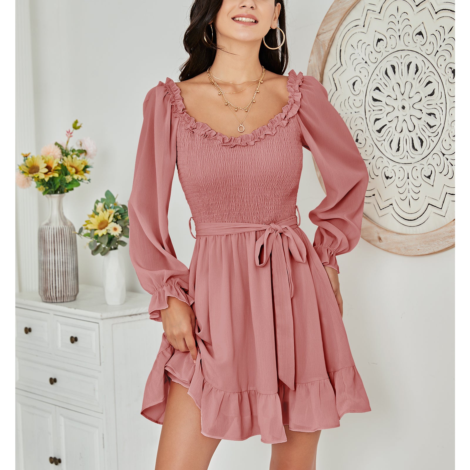 Flowy hotsell ruffle dress