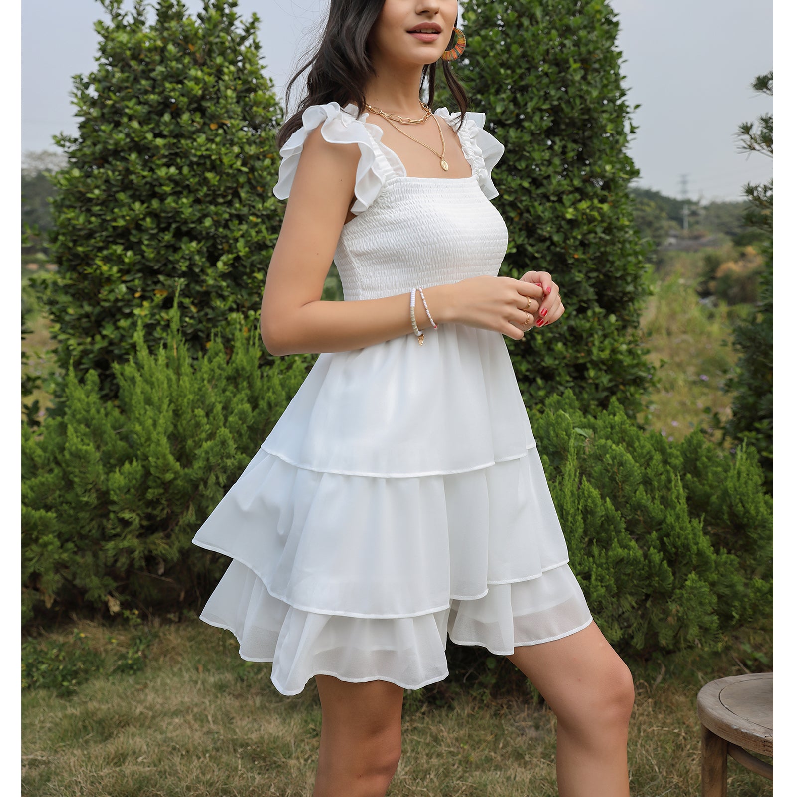 White frilly summer clearance dress