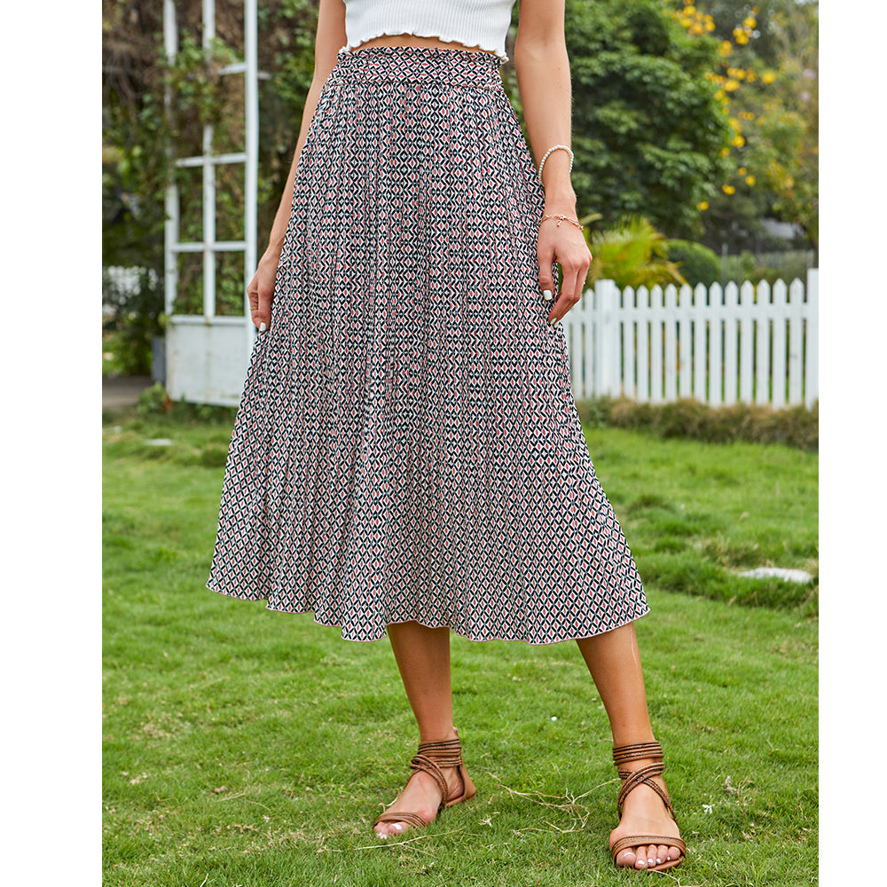 Herrnalise Womens High Waist Polka Dot Pleated Skirt Women Solid
